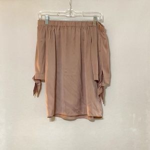 COPY - H&M off-the-shoulder satin top; size 4, beige